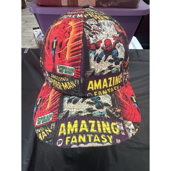 Spiderman Other - Spiderman Hat Men's One Size All Over Print Super Hero Comic Book Cover Fitted